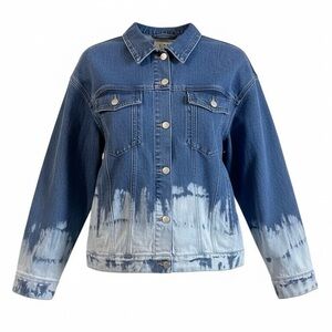 LTJ Letter To Juliet Jean Jacket Size Medium Ombre Dip Tie Dye Denim TA589